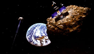 Rendering of asteroid mining