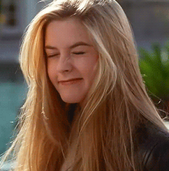 Gif of Cher from Clueless thinking